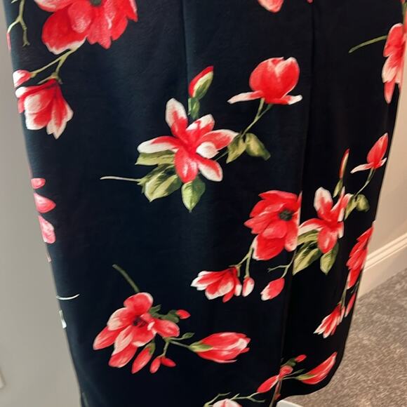 NWT $74 AGB Plus Size 16 Essential Sheath Black Red Floral Dress Career Midi - Picture 9 of 16